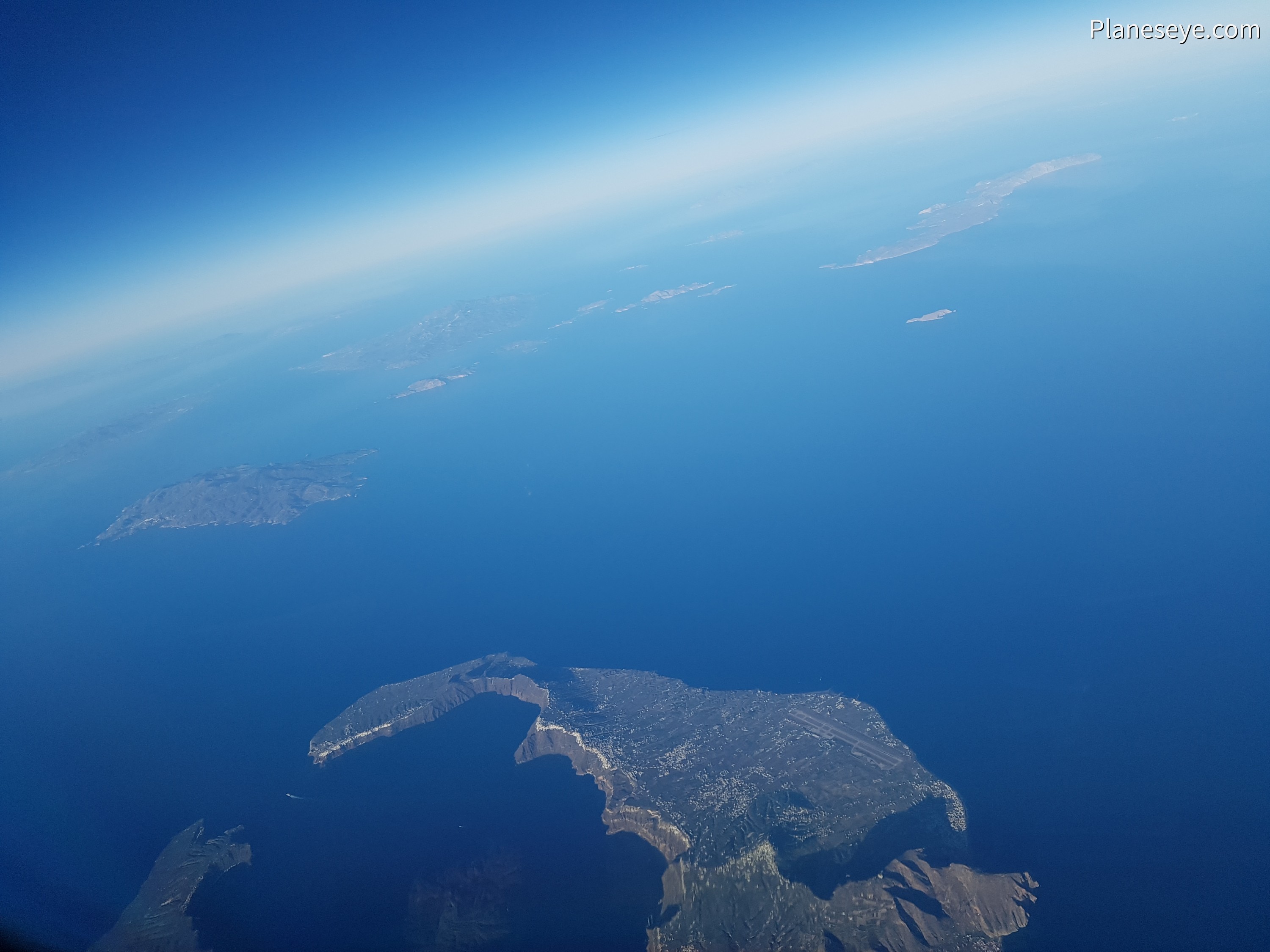 Santorini, Greece from above, JTR Airport