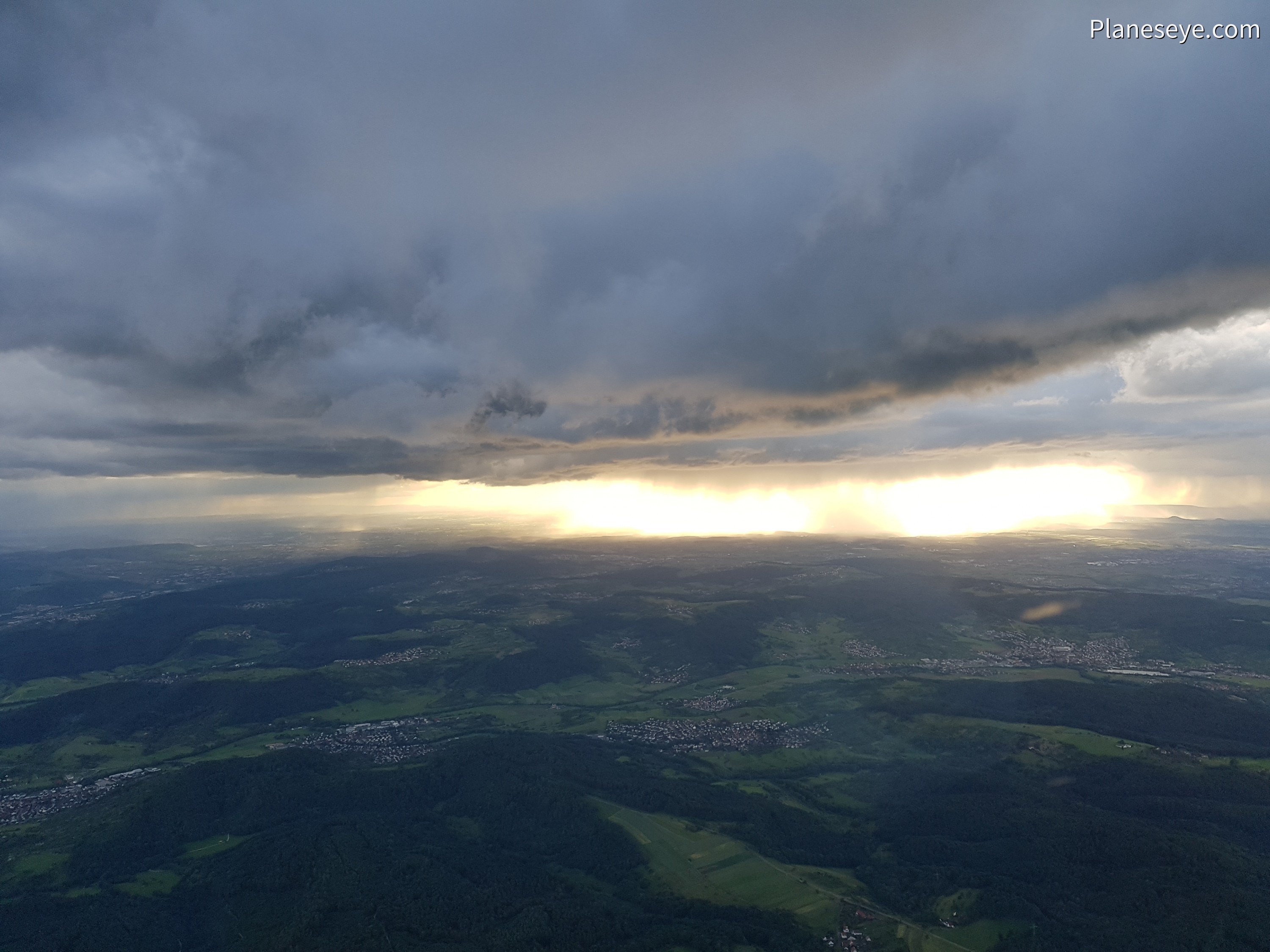 Rainshower over southern Germany during dusk