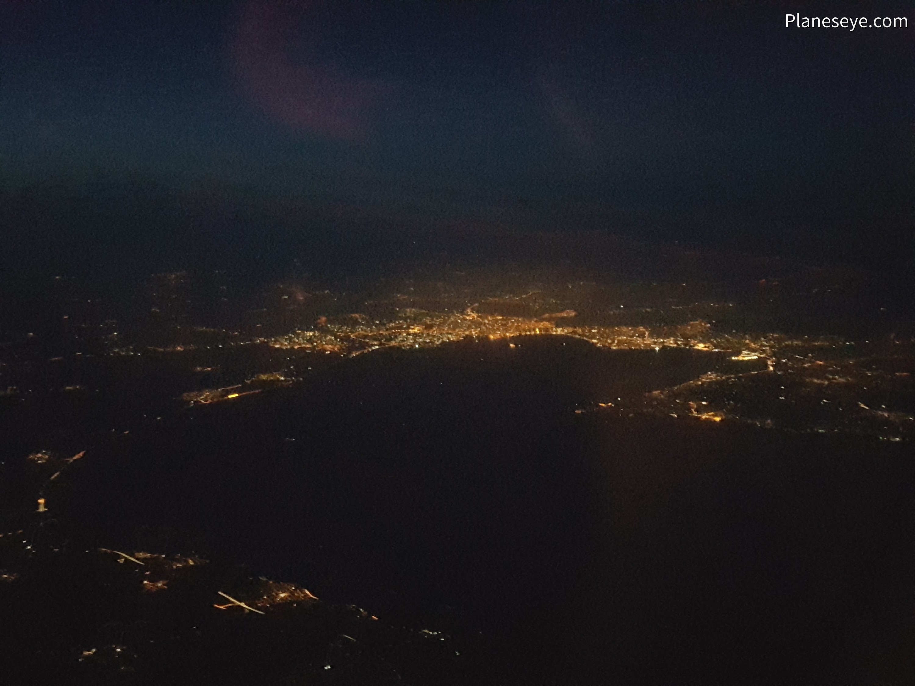 Bay of Thessaloniki during nighttime from the West
