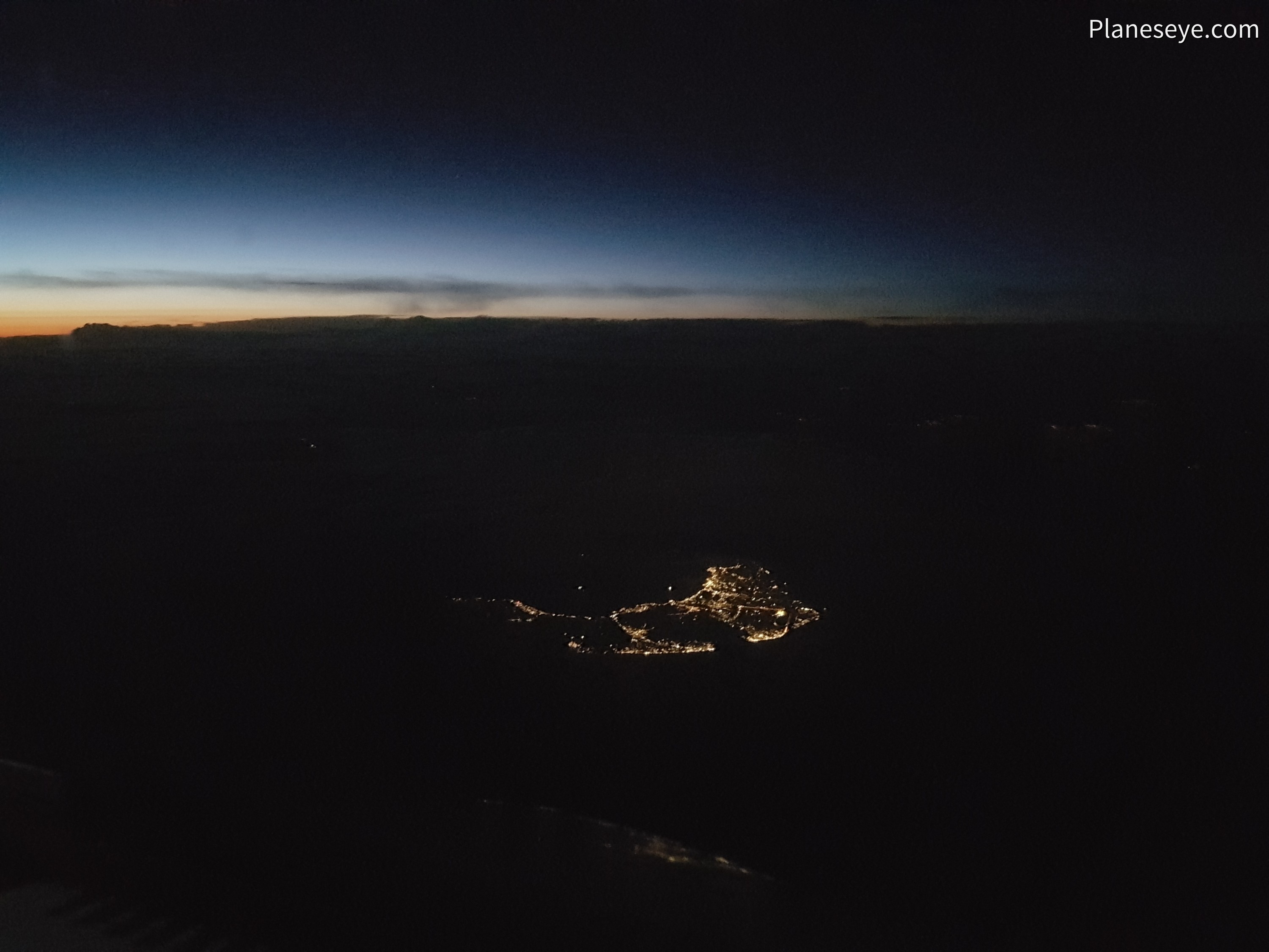 Sunset over the Santorini from the East