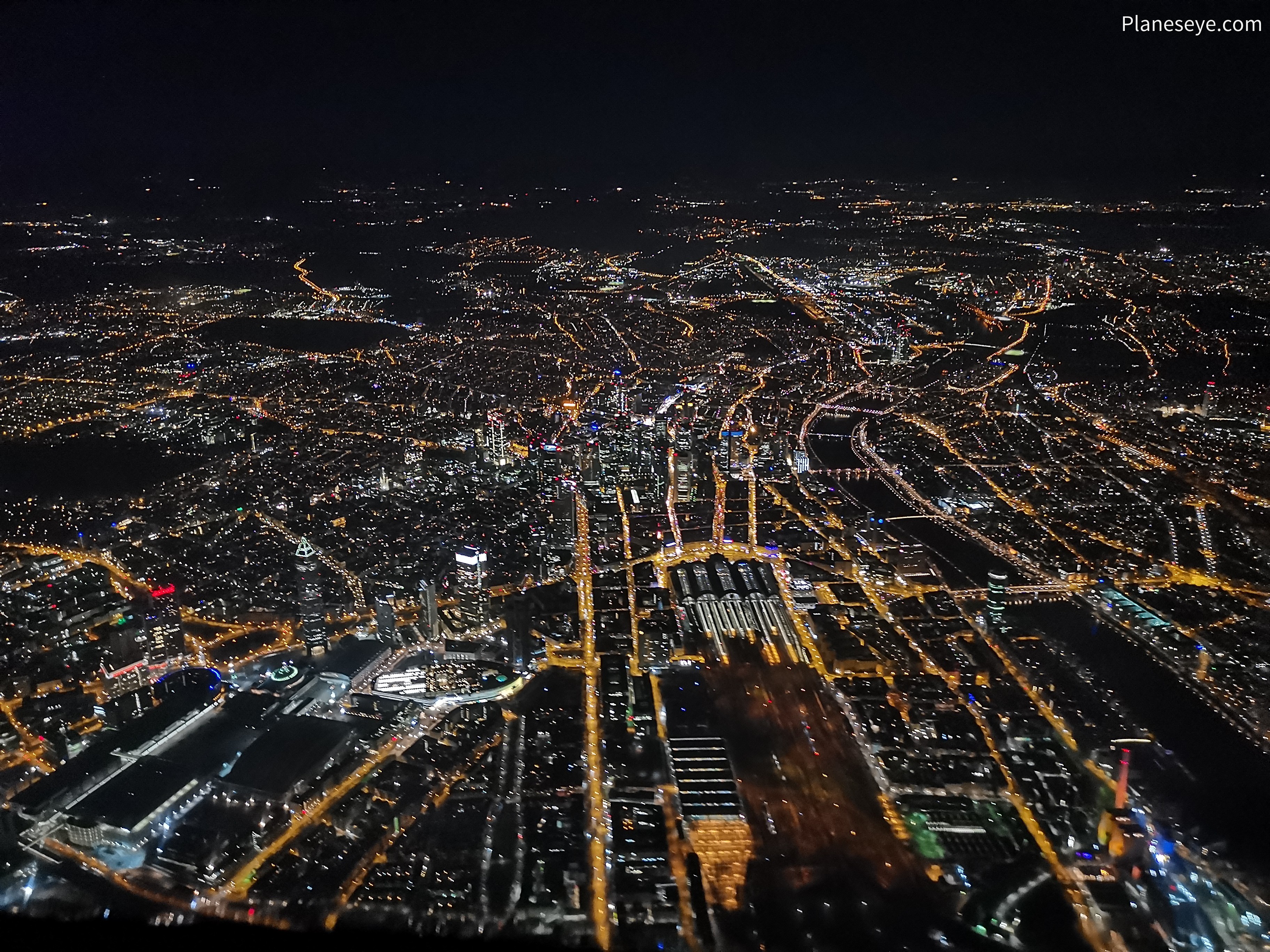 Frankfurt during nighttime from above