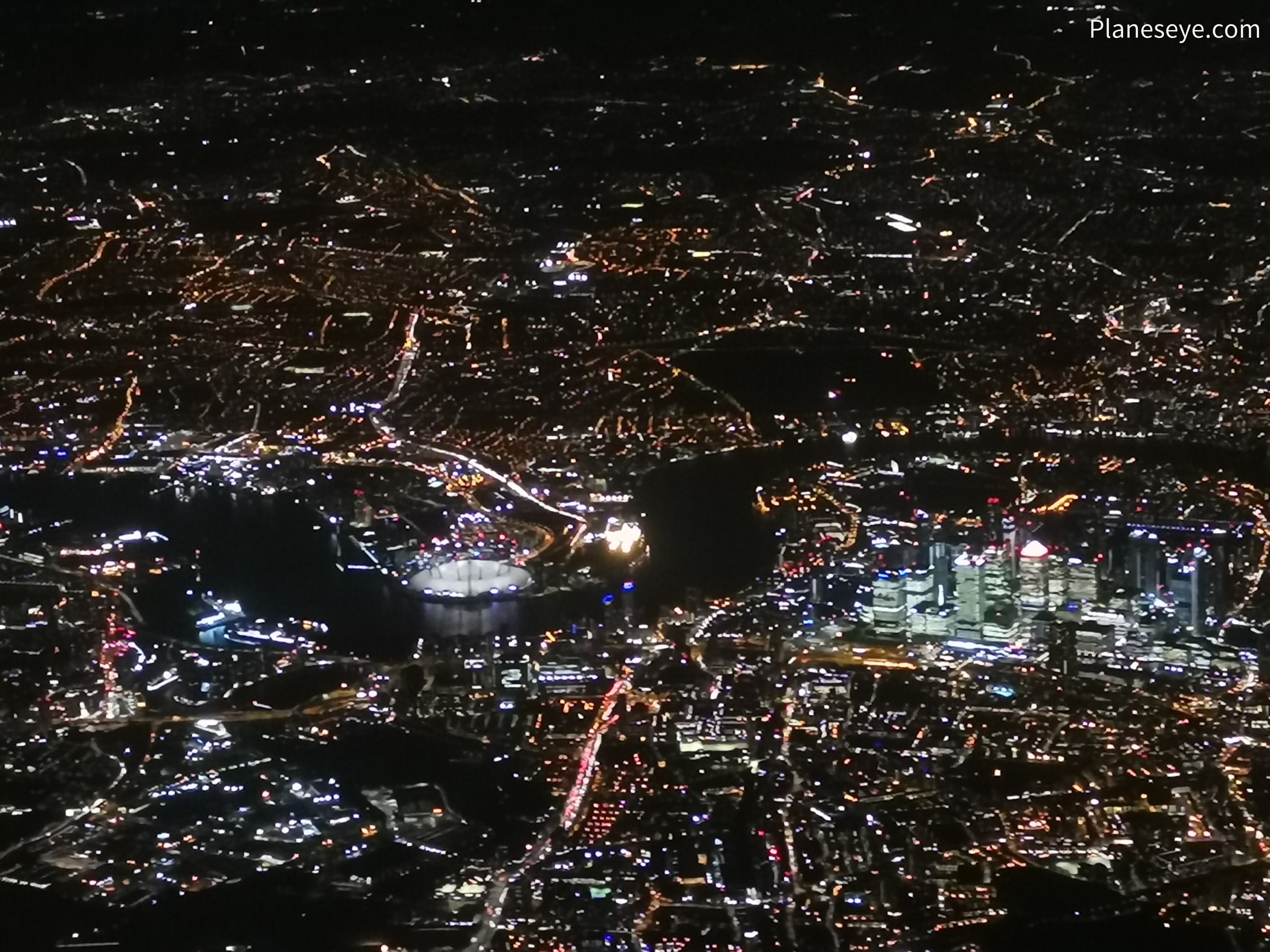 Eastern London during nighttime, The O2