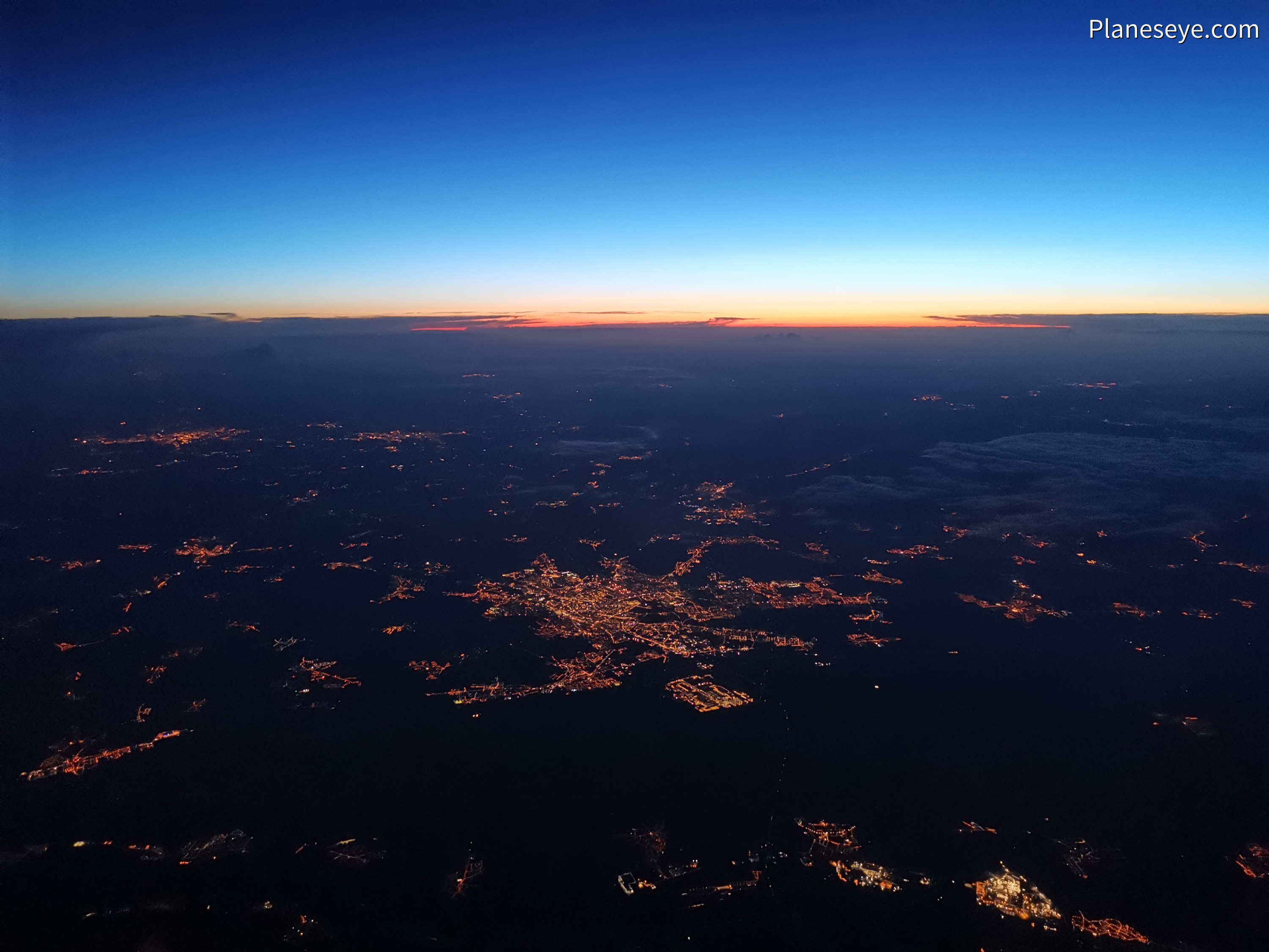 Mulhouse, France during dusk from the East