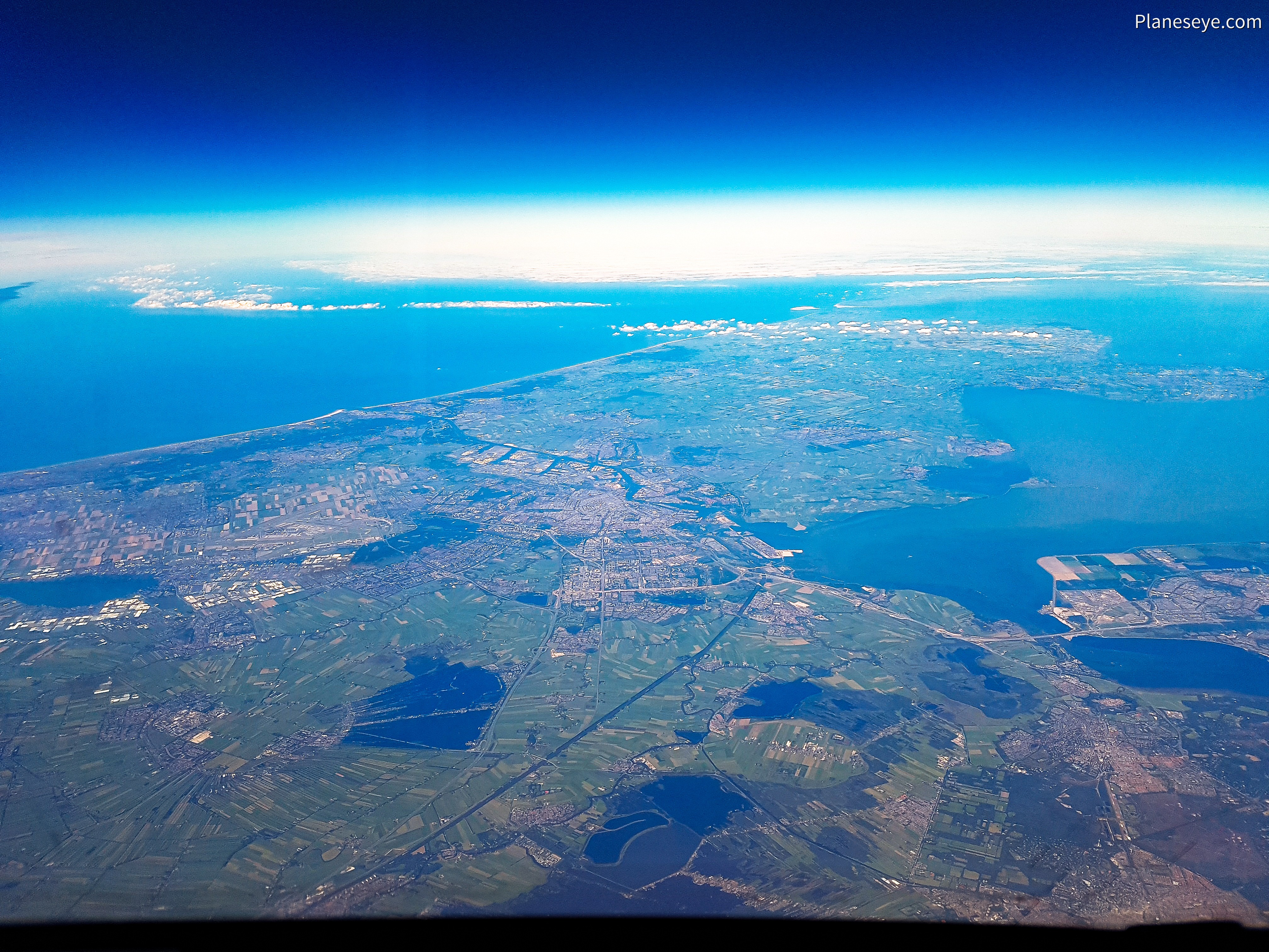 The Netherlands and Amsterdam from the South during daytime