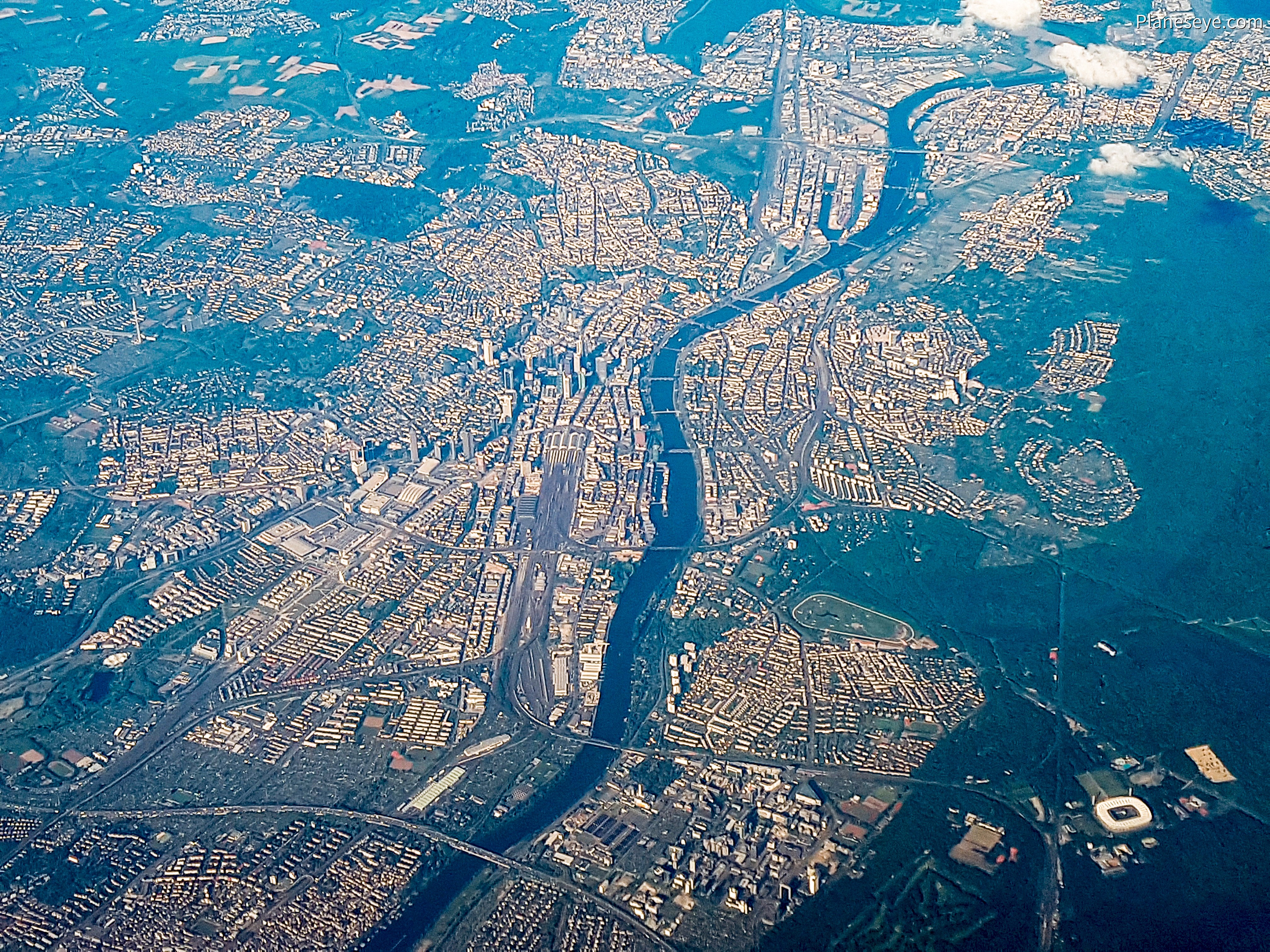 Frankfurt, Germany during daytime from high altitude