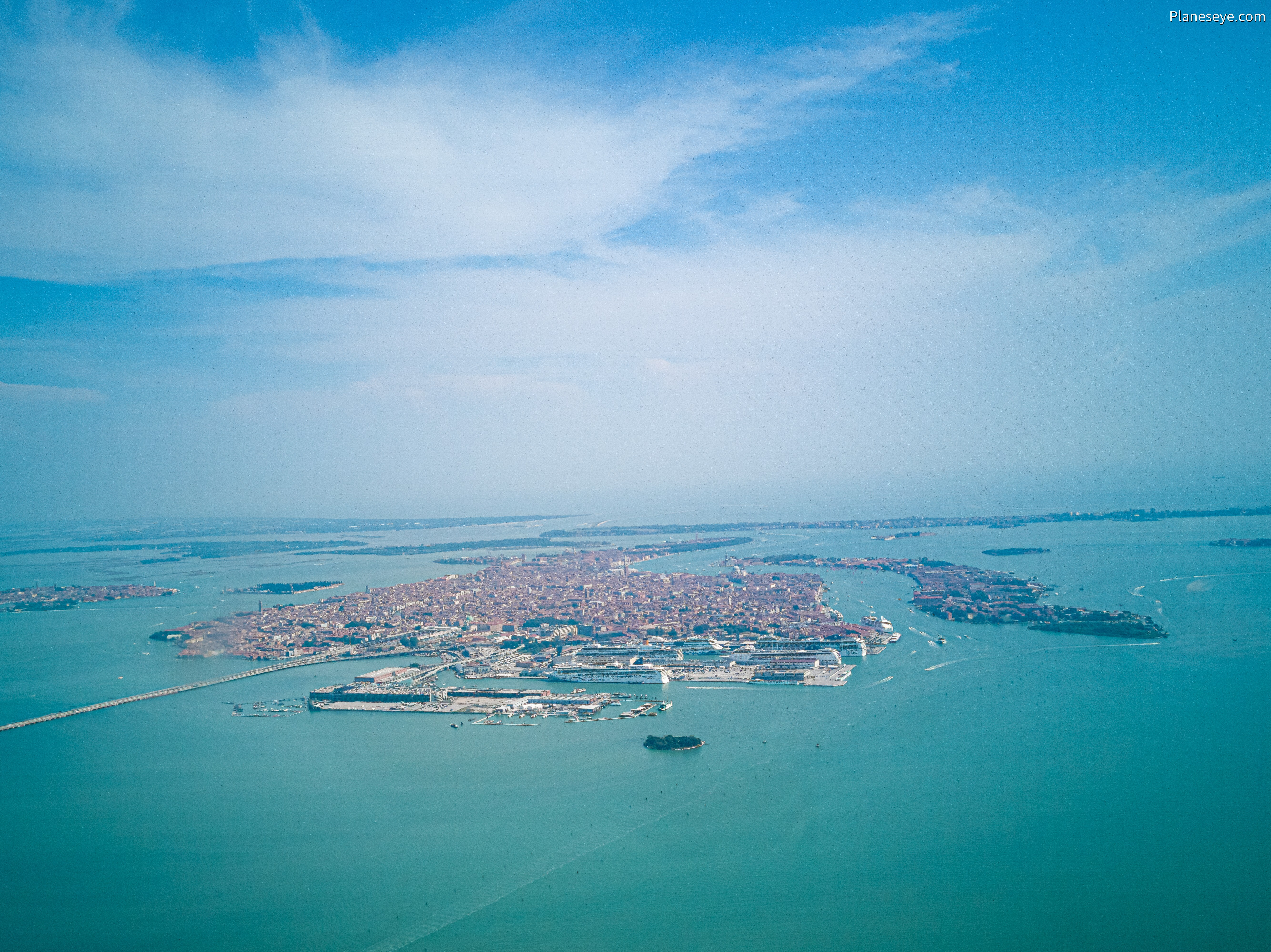 Venice, Italy from low altitude during daytime