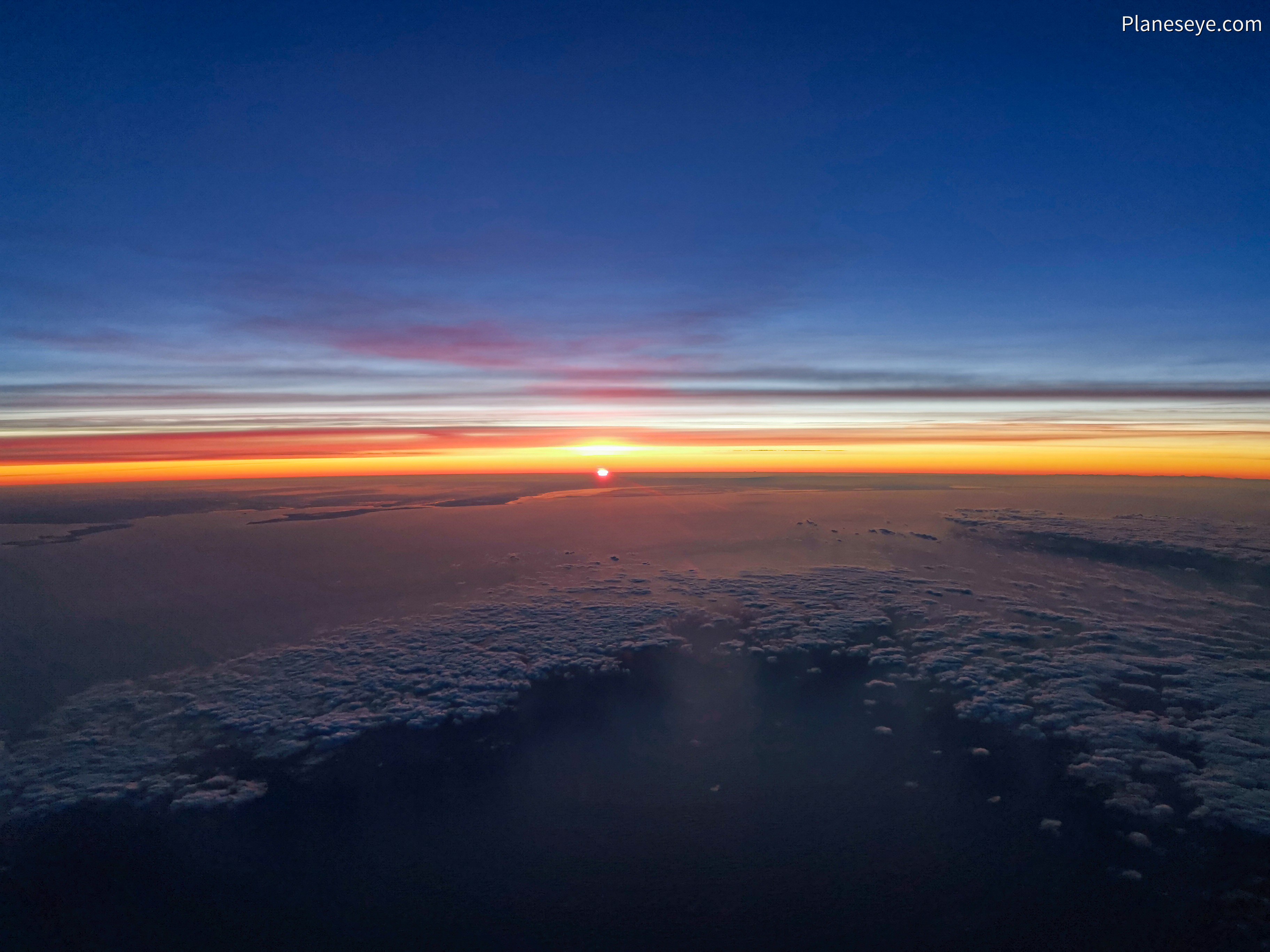 Sunrise over the Altantic Ocean and the french coastline
