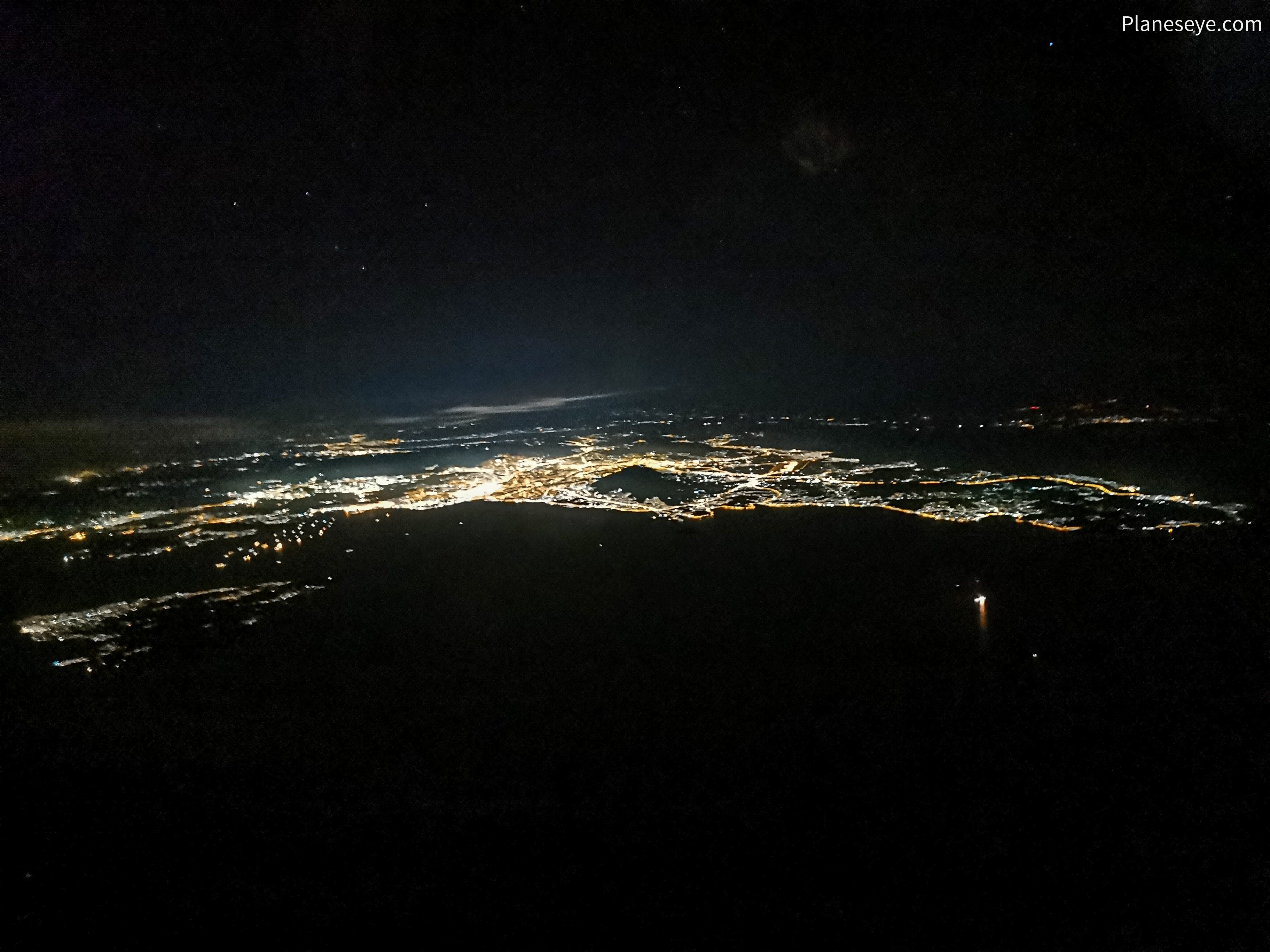 Attika and Saronic Gulf, Greece during nighttime