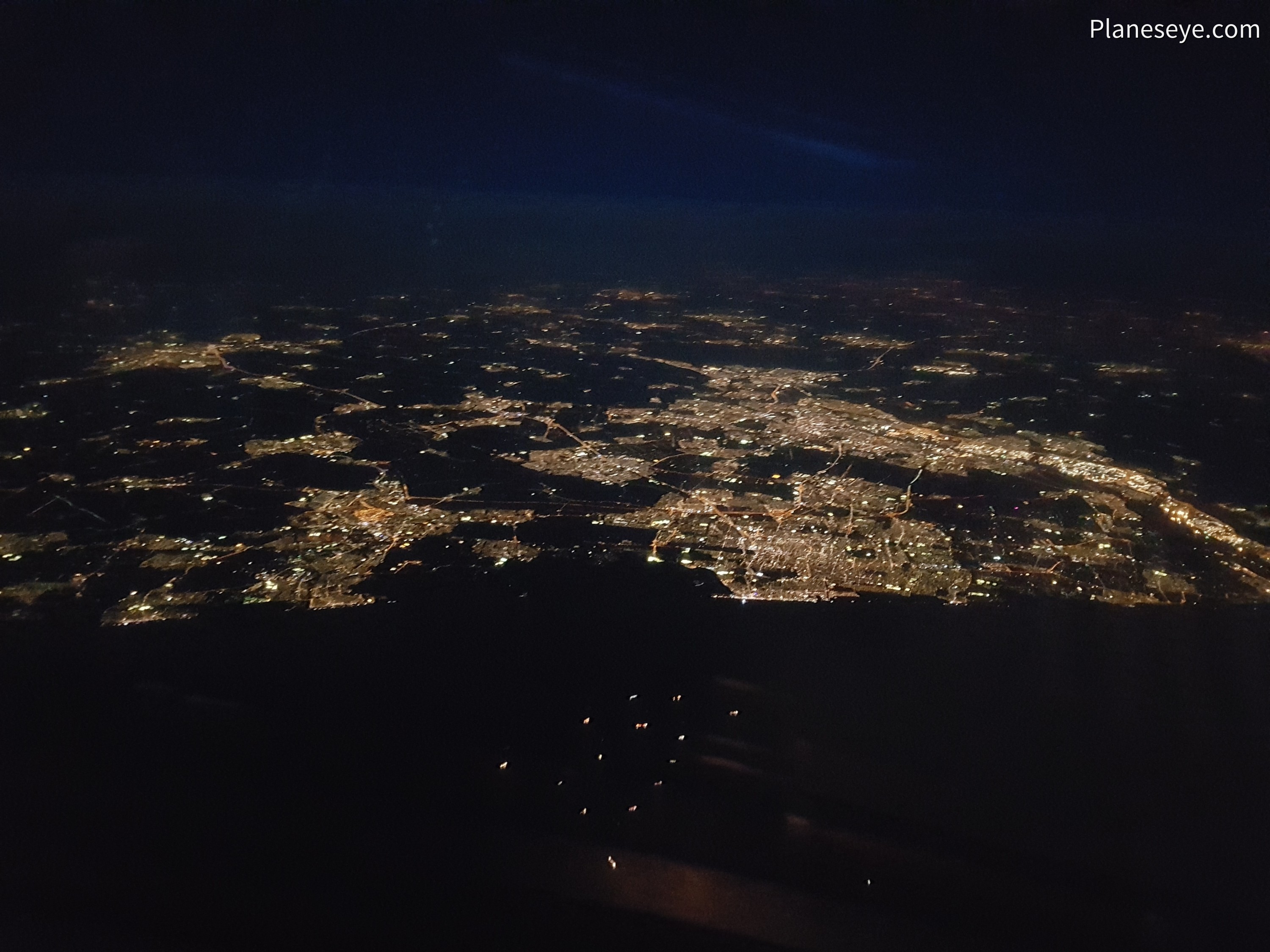Dutch coastline during nighttime from the West