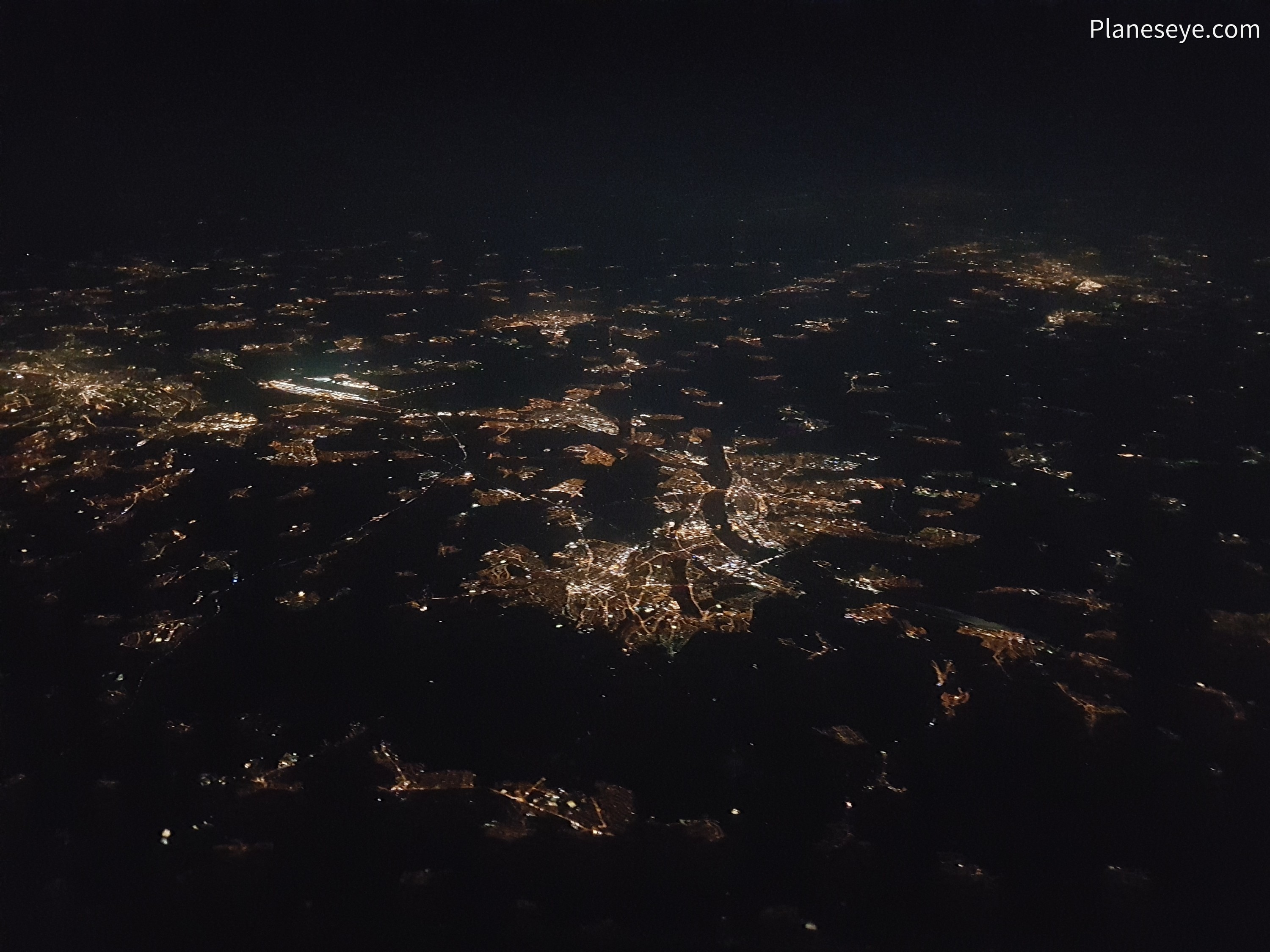 Area around Frankfurt during nighttime