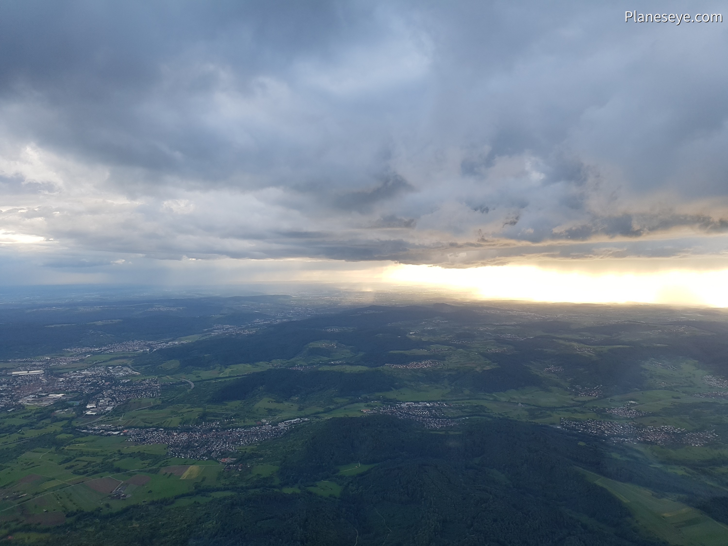 Rainshower over southern Germany during dusk