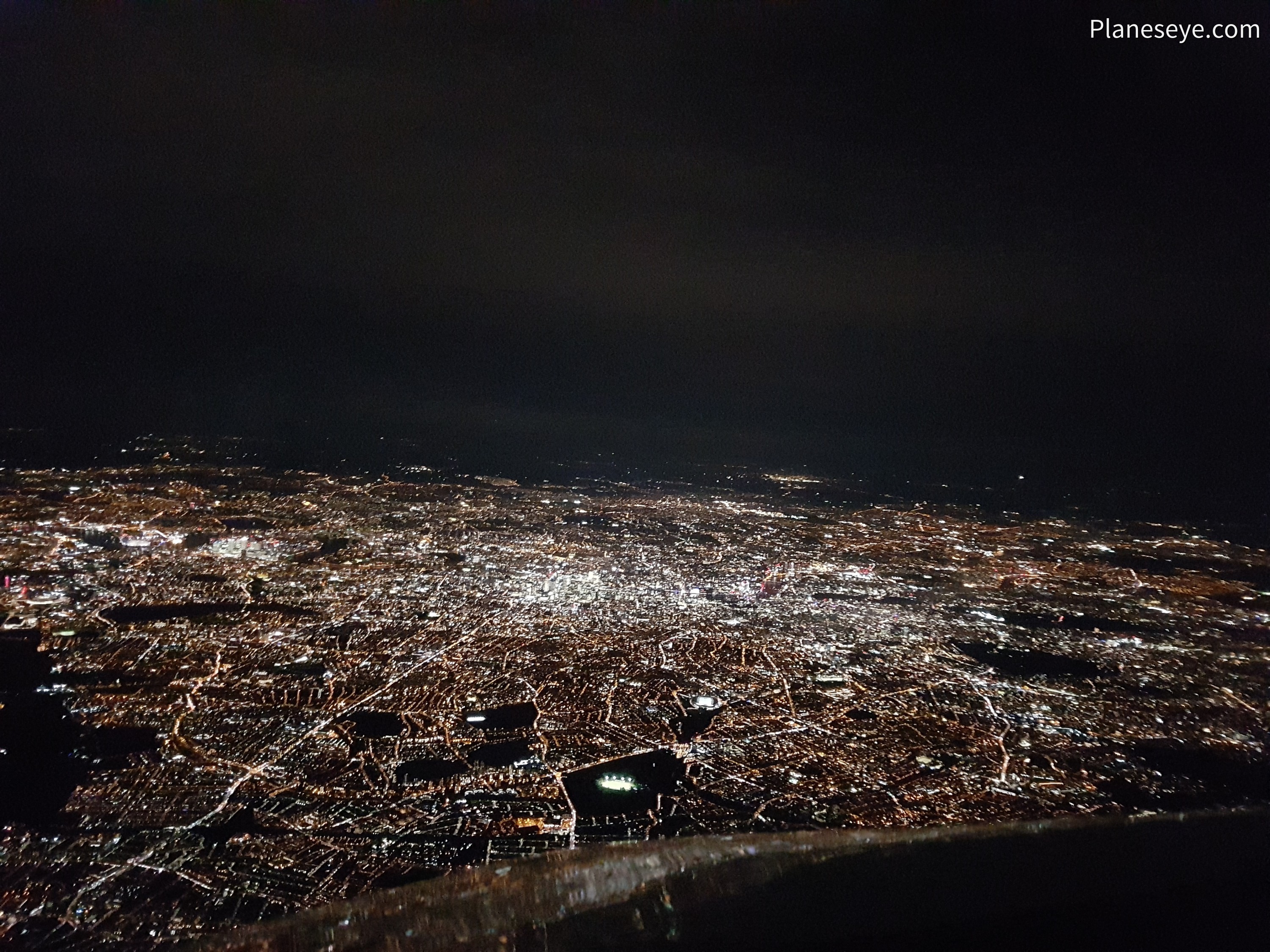 London during nighttime from the Northeast
