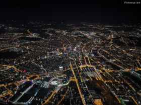 Frankfurt during nighttime from above